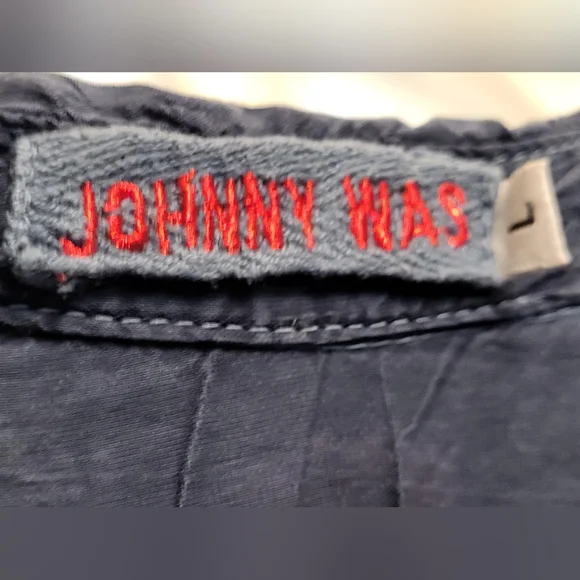 Johnny Was Navy Cupra Rayon Embroidered Floral Tunic - Size L - Picture 3 of 7